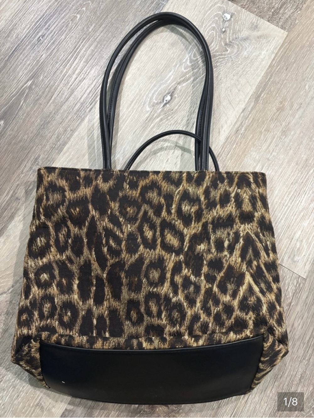 Leopard Print Tote Bag with Black Trim, extra coin bag attached